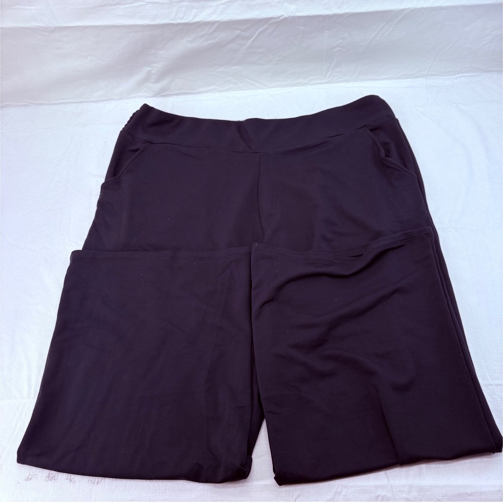 Brandis Womens XL Black Bamboo Rayon Blend Wide Leg Elastic Back Lounge Pants